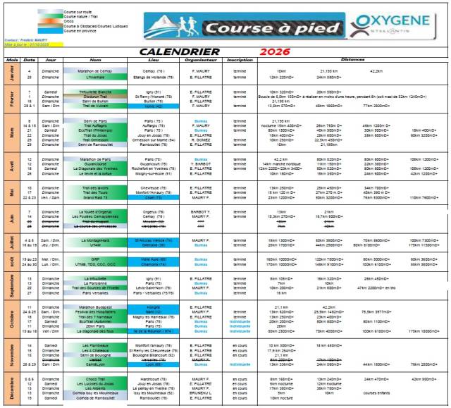 Calendrier 2026